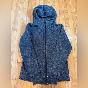 Black and White Speckled Zip-Up Hoodie #406